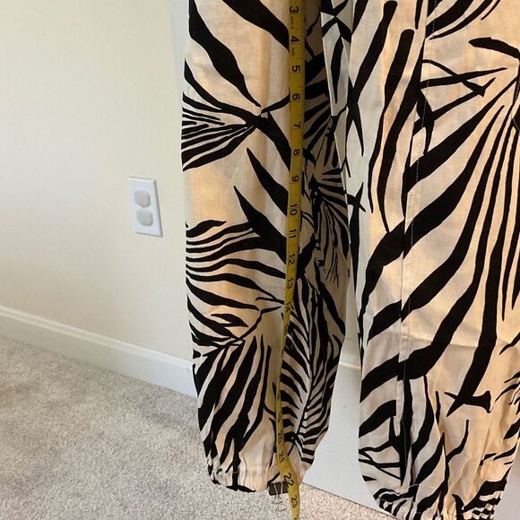 Rachel Zoe Plus Linen Blend Drawstring Cargo Joggers Size 1X Black/Khaki - Picture 6 of 11